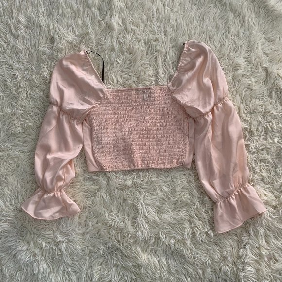 074. Coral off shoulder top, long sleeve, size: L - Picture 4 of 4